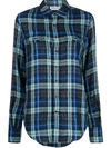 SAINT LAURENT Blue Check Print Shirt,589823 Y527W