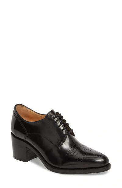 The Office Of Angela Scott Miss Button Heeled Oxfords In Black