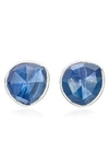 Monica Vinader Blue Lace Agate And Sterling Silver Siren Stud Earrings In Silver/ Kyanite