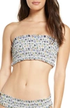 Tory Burch Costa Shirred Floral-print Bandeau Bikini Top In Floral Love Degrade Ditsy