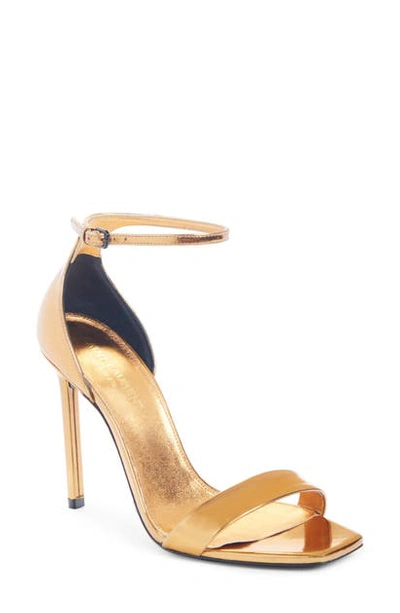 Saint Laurent Amber Metallic Sandal In Egypt Gold