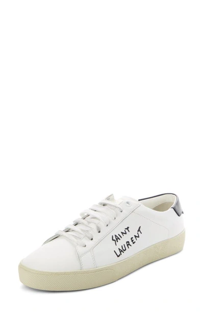 Saint Laurent Court Classic Logo-embroidered Leather Sneakers In White