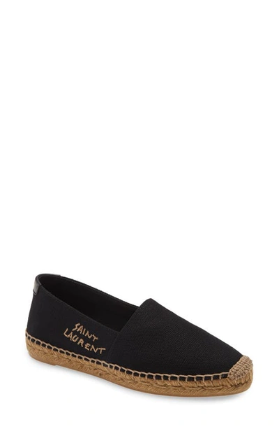 Saint Laurent Monogramme Logo Espadrille In Black