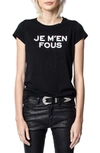 Zadig & Voltaire Je M'en Fous Skinny Tee In Noir
