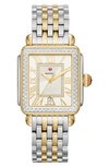 Michele Deco Madison Mid Two-tone Diamond-dial Watch In Gold/ Silver