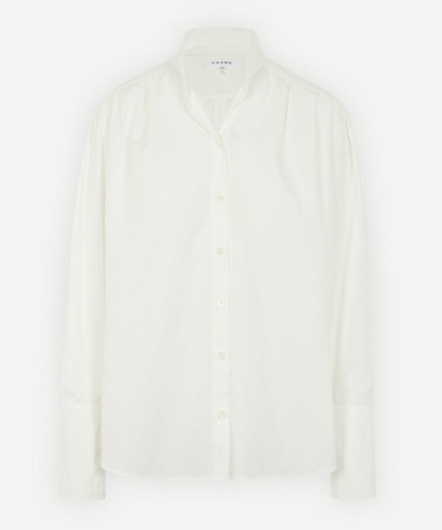 Frame Pleated Clean Collar Shirt In Blanc