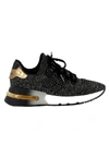 ASH BLACK/GOLD FABRIC SNEAKERS,11179969