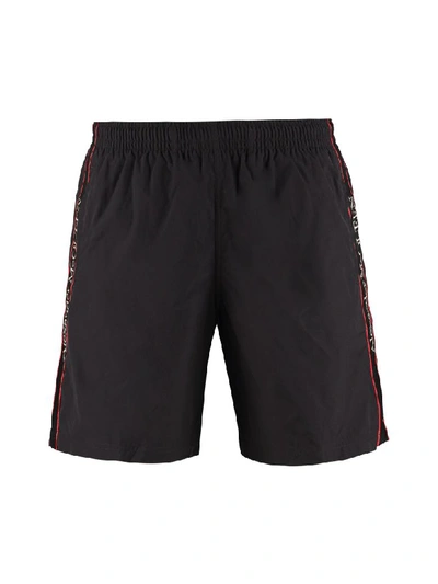 Alexander Mcqueen Black Jersey Bermuda Shorts With Side Logo