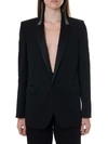 Saint Laurent Wool Gabardine One Button Blazer In Black