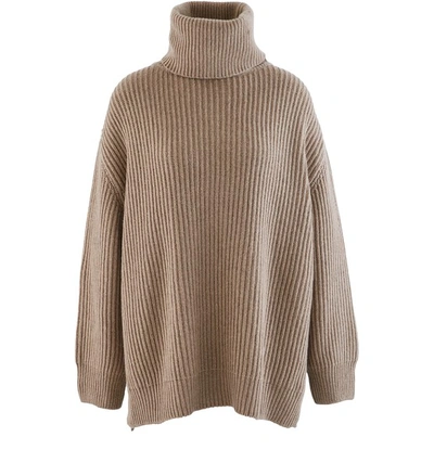Anine Bing Olivia Cashmere & Wool Oversize Turtleneck Sweater In Beige