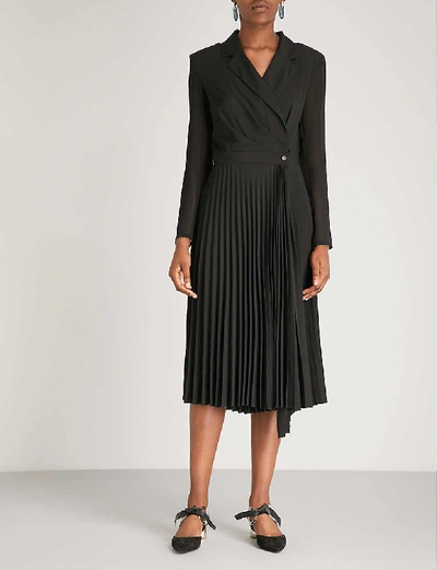 Sandro Womens Black Blazer-style Woven Midi Dress