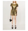 LOVESHACKFANCY Mercy puffed-sleeve metallic-silk mini dress