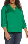 Vince Camuto Rumple Fabric Blouse In Everglade