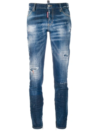 Dsquared2 Cool Girl Denim Cropped Jeans In Blue
