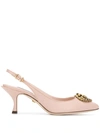 Dolce & Gabbana Devotion Embellished Leather Slingback Pumps In Pink