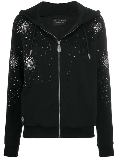 Philipp Plein Rhinestone Detail Hoodie In Black