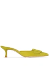 Manolo Blahnik Maysale 50mm Pointed-toe Mules In Grün