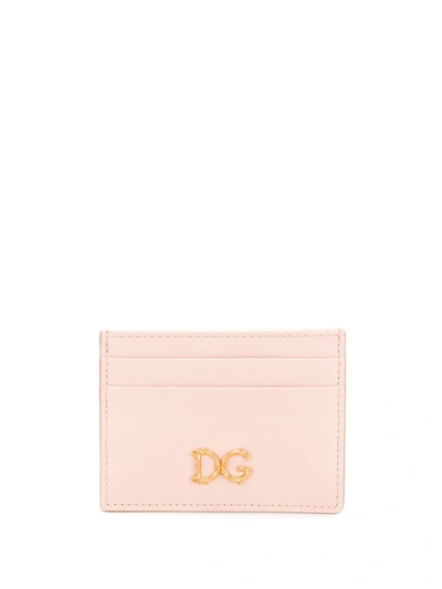 Dolce & Gabbana D & G Baroque Logo Card Holder In Pink