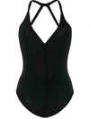Rick Owens Crossover Strap-detail Swimsuit In Black