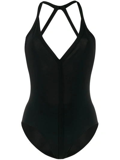 Rick Owens Crossover Strap-detail Swimsuit In Black