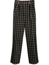 MARCO DE VINCENZO CHECKED WIDE LEG TROUSERS