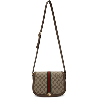 Gucci Beige & Brown Small Gg Ophidia Shoulder Bag In 8745 Multi