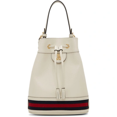 Gucci Ophidia Web-stripe Leather Bucket Bag In Blue,gold Tone,red,white