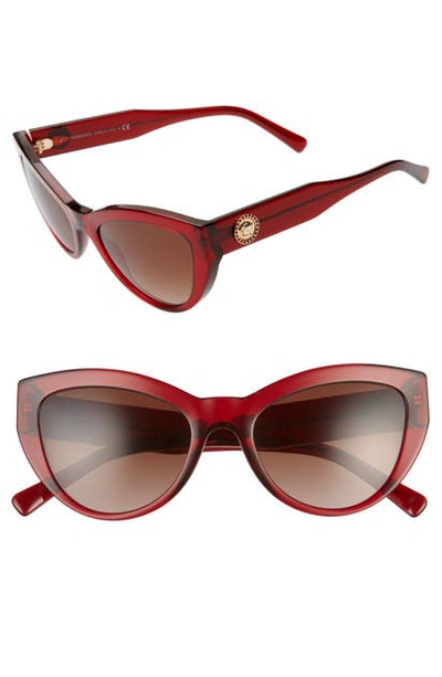 Versace 53mm Cat Eye Sunglasses In Burgundy/ Brown Gradient