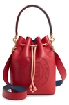 FENDI MON TRESOR PERFORATED LOGO LEATHER BUCKET BAG,8BT309-A7SQ