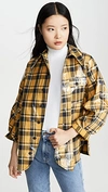 GANNI COATED FLANNEL BLOUSE