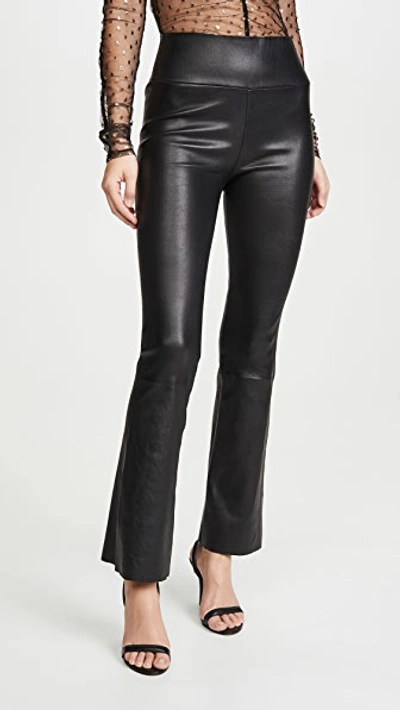 Sprwmn Cropped Flare Leather Leggings In Black