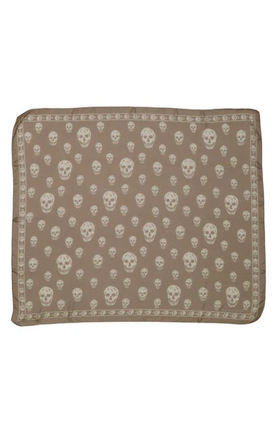 Alexander Mcqueen Skull Silk Scarf In Sand/ Ivory