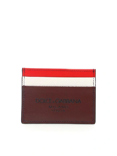 Dolce & Gabbana Multicolor Calfskin Cardholder In Red,light Blue,white