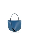 GIAQUINTO PETROL BLUE LEATHER CANDY SADDLE SHOULDER BAG,11184156