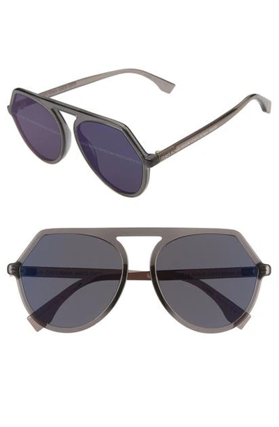 Fendi 57mm Flat Front Sunglasses In Grey/ Dk Grey Gradient