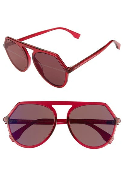 Fendi 57mm Flat Front Sunglasses In Cherry/ Violet
