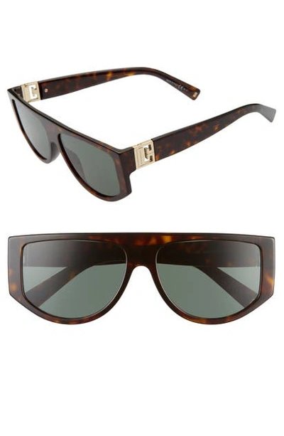 Givenchy 56mm Flat Top Sunglasses In Havana/ Green