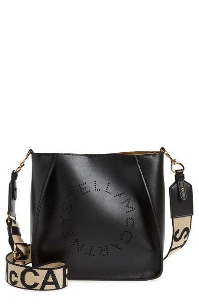 Stella Mccartney Mini Faux Leather Crossbody Bag In Black