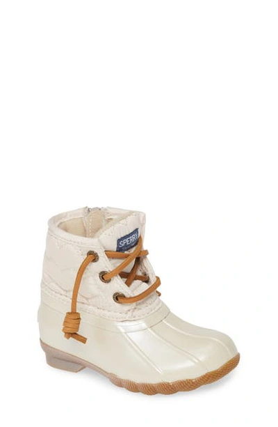 Sperry Kids' Saltwater Duck Boot In Pearlized Ivory