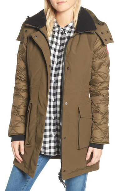 Canada Goose Elwin Shearling Trim Down Parka In Military Green