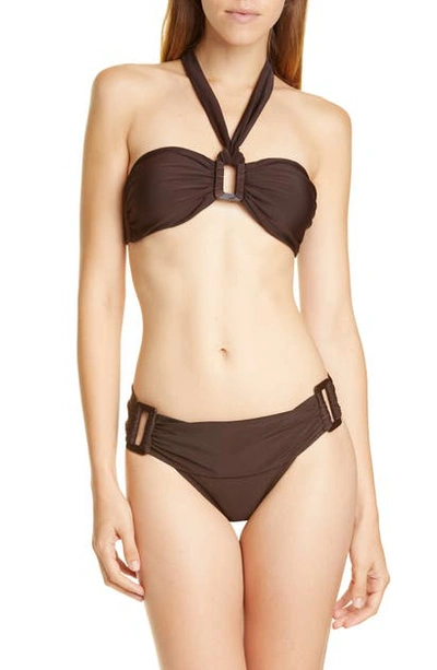 Adriana Degreas Solid Halter Bikini In Brown
