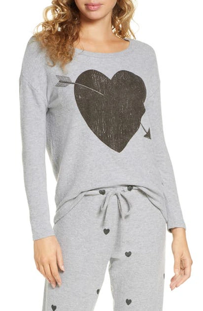Chaser Arrow Heart Cozy Sweatshirt In H Grey