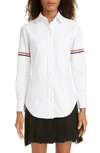 THOM BROWNE GROSGRAIN BAND COTTON POPLIN SHIRT,FLL019E-00098