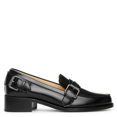Christian Louboutin Monmoc 40 Logo-embellished Buckled Leather Loafers In Black