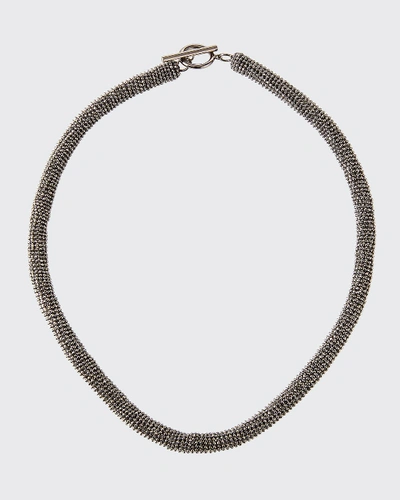 Brunello Cucinelli Monili Choker Necklace In Light Gray