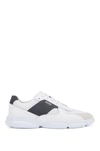 HUGO BOSS HUGO BOSS - LOW TOP TRAINERS IN LEATHER WITH OPEN MESH PANELS - WHITE