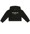 Balmain Kids' Logo Print Cotton Sweatshirt Hoodie In Black