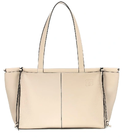 Loewe Cushion Small Grained-leather Tote In Light Oat