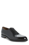 Ferragamo Men's Angiolo Tramezza Whole-cut Leather Lace-up Shoes In Nero