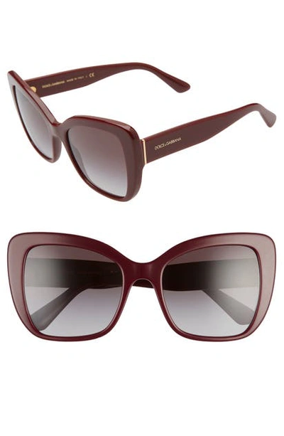 Dolce & Gabbana 54mm Gradient Butterfly Sunglasses In Bordeaux/ Grey Gradient